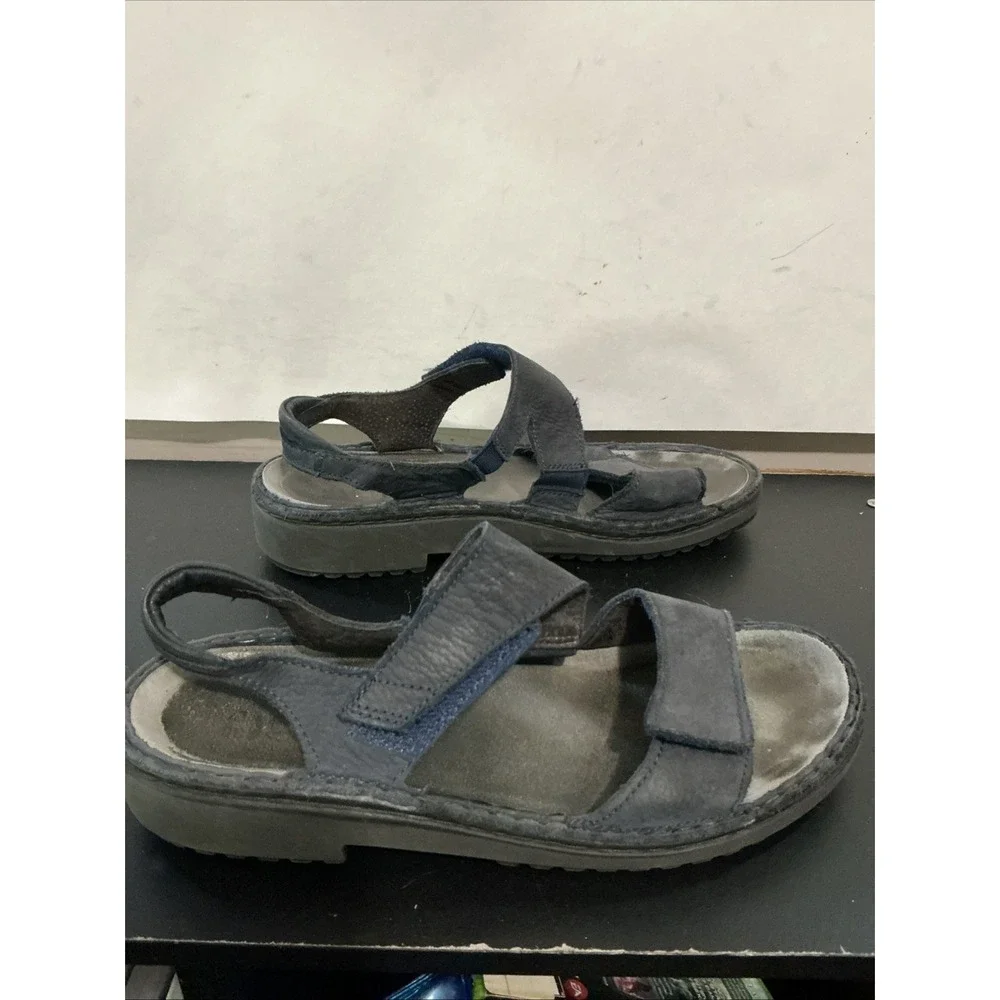 Naot Womens Enid Sandals Blue Leather Hook Loop Comfort 38 US 7